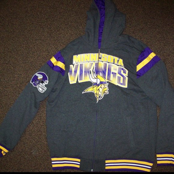 MINNESOTA VIKINGS Reversible Hooded Jacket   LARGE - Picture 8 of 11